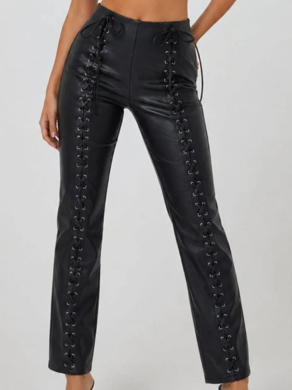 Minimalist Studio Faux Leather Tie Up Pant New